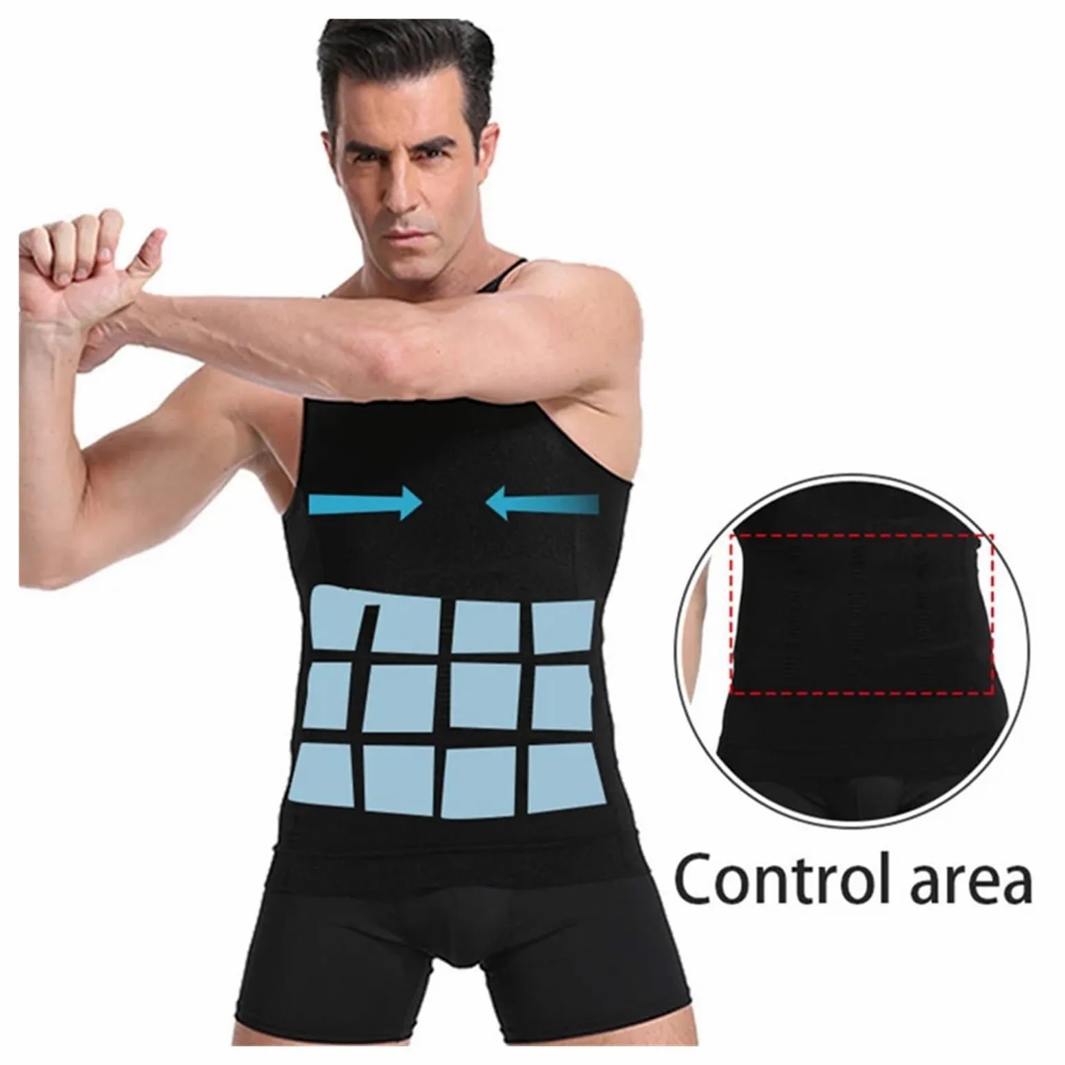 Camiseta CompresióN Hombre 2 uds., ropa moldeadora de cuerpo adelgazante for hombre, corsé, chaleco, camisa de compresión for barriga, Fitness, faja, ropa interior, Control, chaleco deportivo de cintu