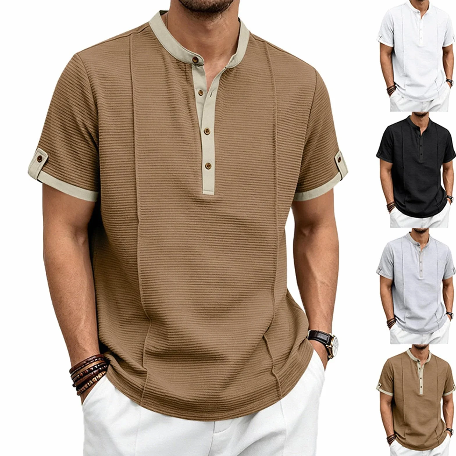 Breeze Polo hombre barriga cerveza elástico clásico tiempo libre golf transpirable cuello estructurado manga corta ocio ultrasuave