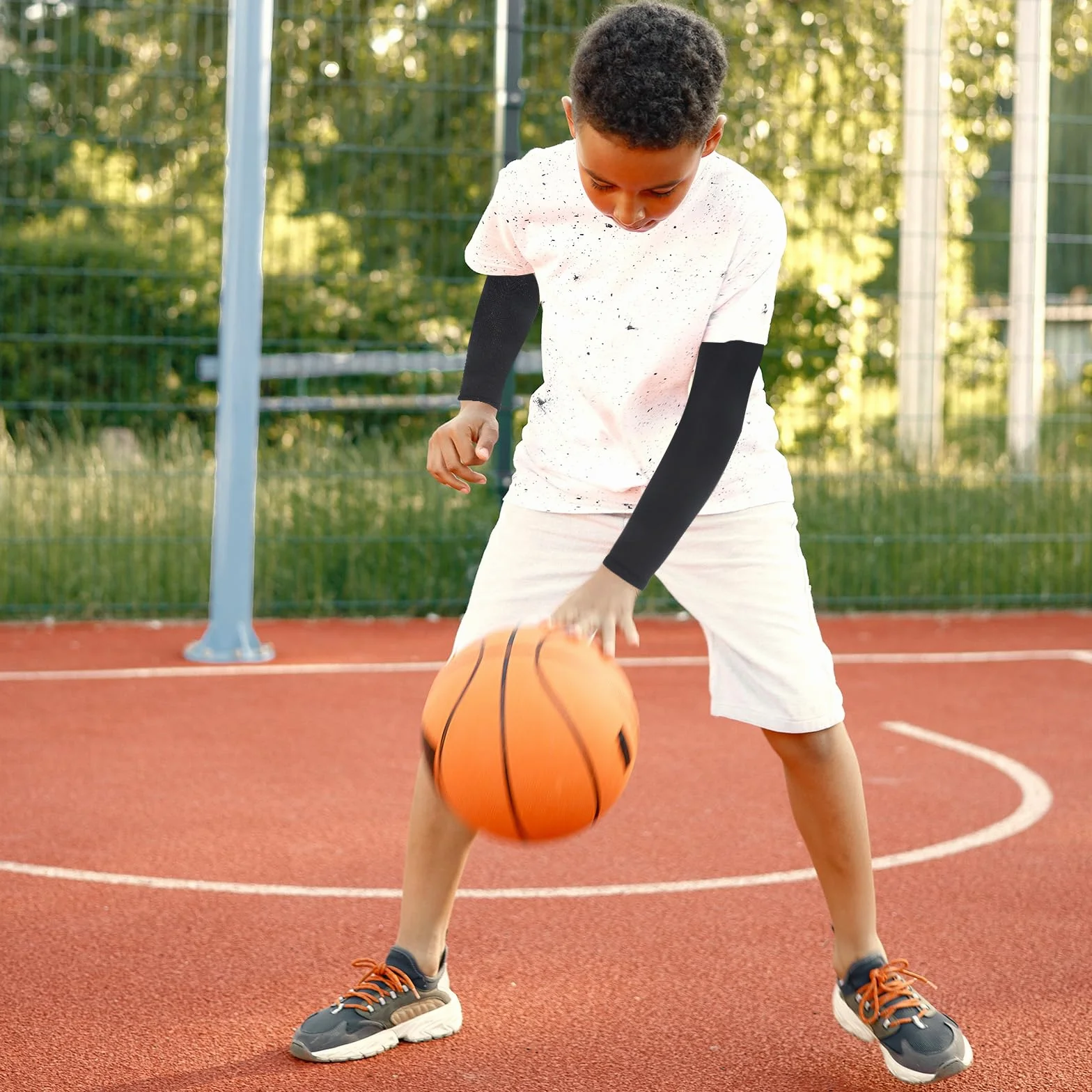 Mangas de brazo para niños transpirables elásticas compresión deportes al aire libre voleibol fútbol béisbol