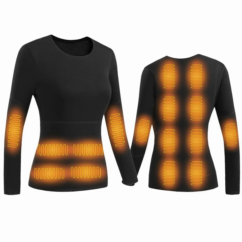 Camisa Térmica Interior Calentada para Mujeres, Top De Base Térmica Calentado De 16 Zonas con 3 Niveles De Calentamiento para Ciclismo, Trabajo