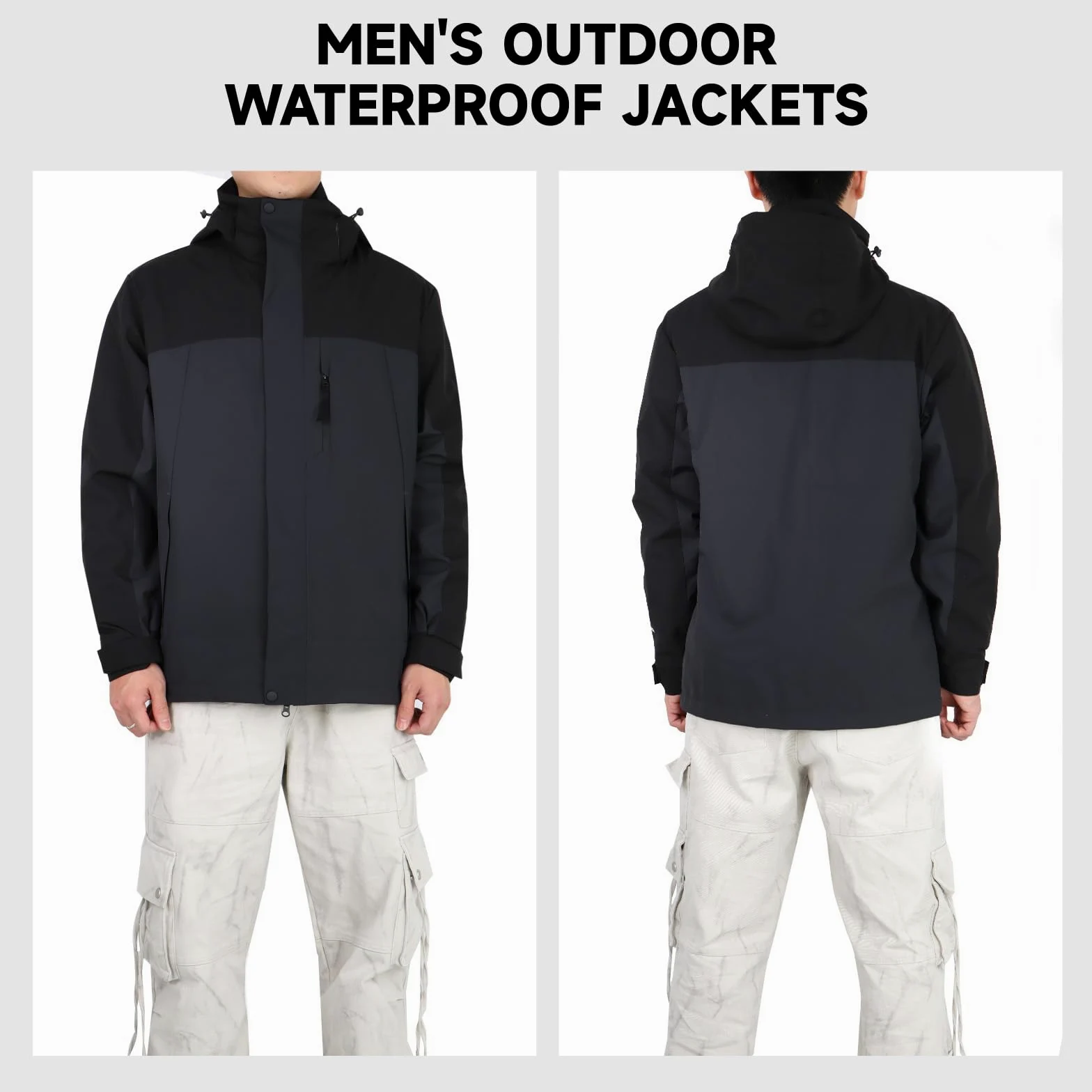 LHHMZ Chaqueta impermeable Hombre, Chaquetas Ligeras Transpirables, Chaqueta Casual de Uso Diario, Chaqueta de trabajo con capucha