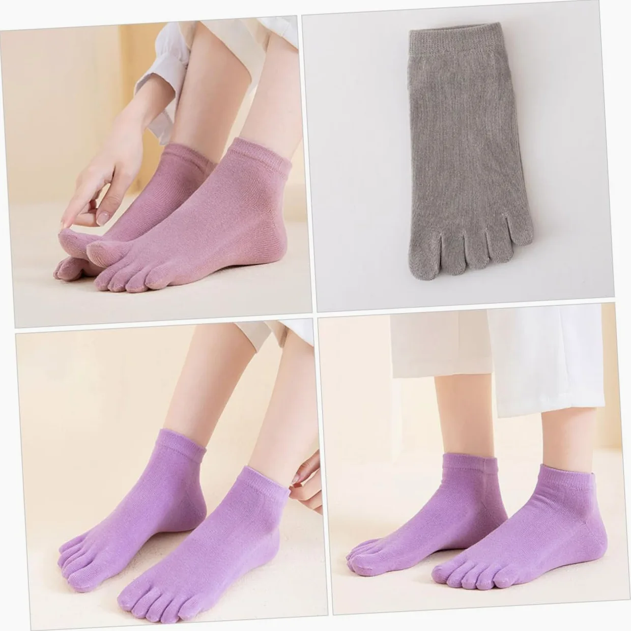 PACKOVE 3 Series Calcetines De Punta Calcetines De Mujer Cortar Mujer Invisibles De Cinco Dedos Bajo De Algodón Para Mujeres Cortos 4 Pares*3