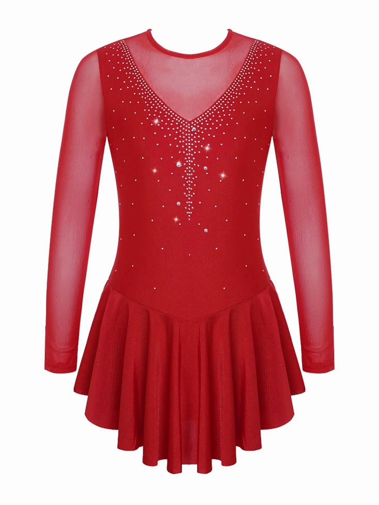 Vestido de Patinaje artístico con Diamantes imitación for niñas, Vestidos Leotardos Ballet Transparentes, Ropa Baile actuación sobre Hielo Empalme Malla