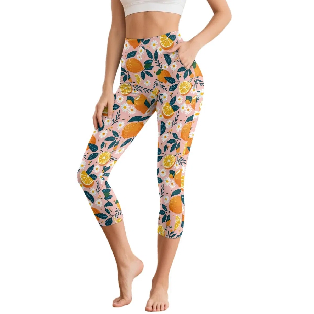 Amzbeauty Leggings de yoga capri de cintura alta para mujer, longitud 3/4, con bolsillos, control de abdomen, pantalones de yoga para mujer, deportes, correr