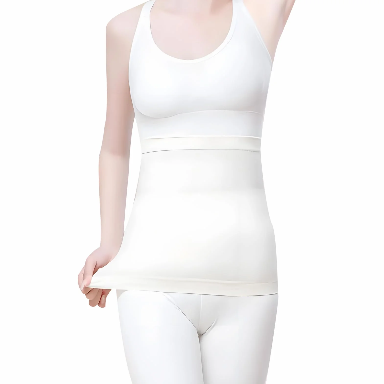 Cinturón Térmico De Lana 100% Algodón Para La Espalda, Riñones Y Caderas Para Hombres Y Mujeres - 87% De Materiales Naturales, Color Crema, Ideal Para Deportes, Trabajo O Paseos, Calentador De Espalda