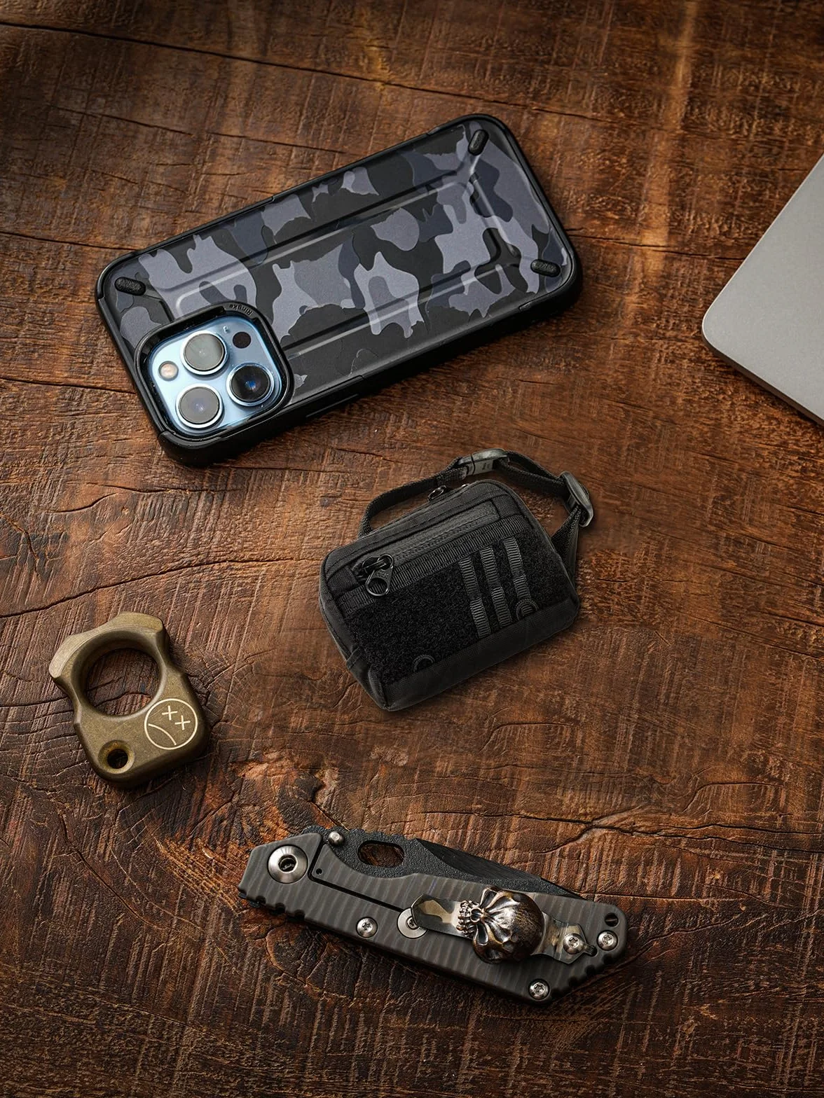 TACTICAL_GEEK Storage A18 EDC Utility Pouch - Bolsa compacta para auriculares inalámbricos con cierre rápido, mini monedero, para uso diario, viajes al aire libre, Negro , mini, Monedero