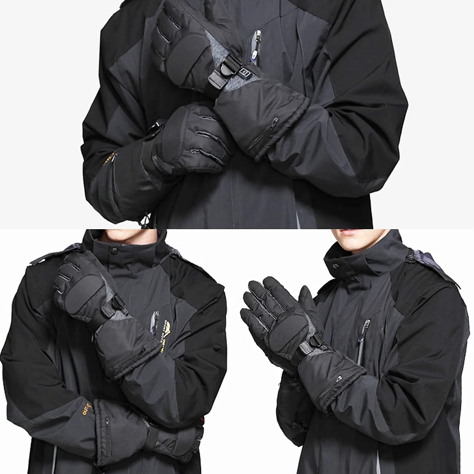 Senderismo Esquí Guantes calefactores Inteligentes, Guantes térmicos para Invierno al Aire Libre con Pilas, Calentadores de Manos Calientes 3 Niveles de Calentamiento, para Hombres