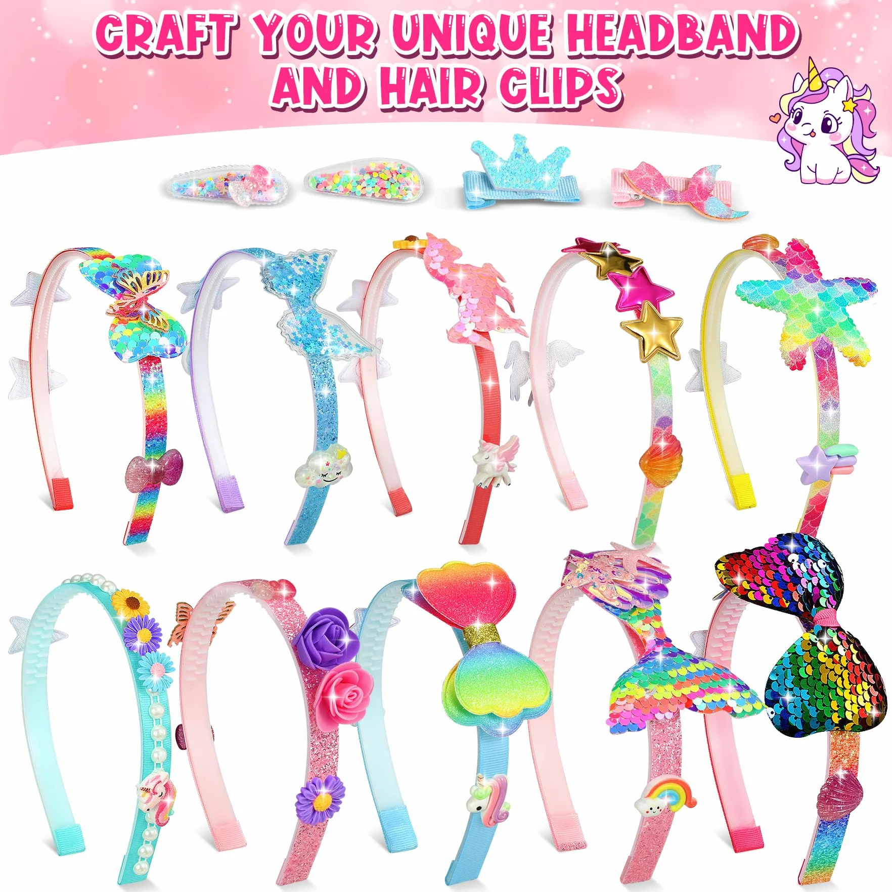 Pourbibi Kit 10 Diademas Para Niñas Manualidades Accesorios Cabello Juguetes Regalo 3-8 Años