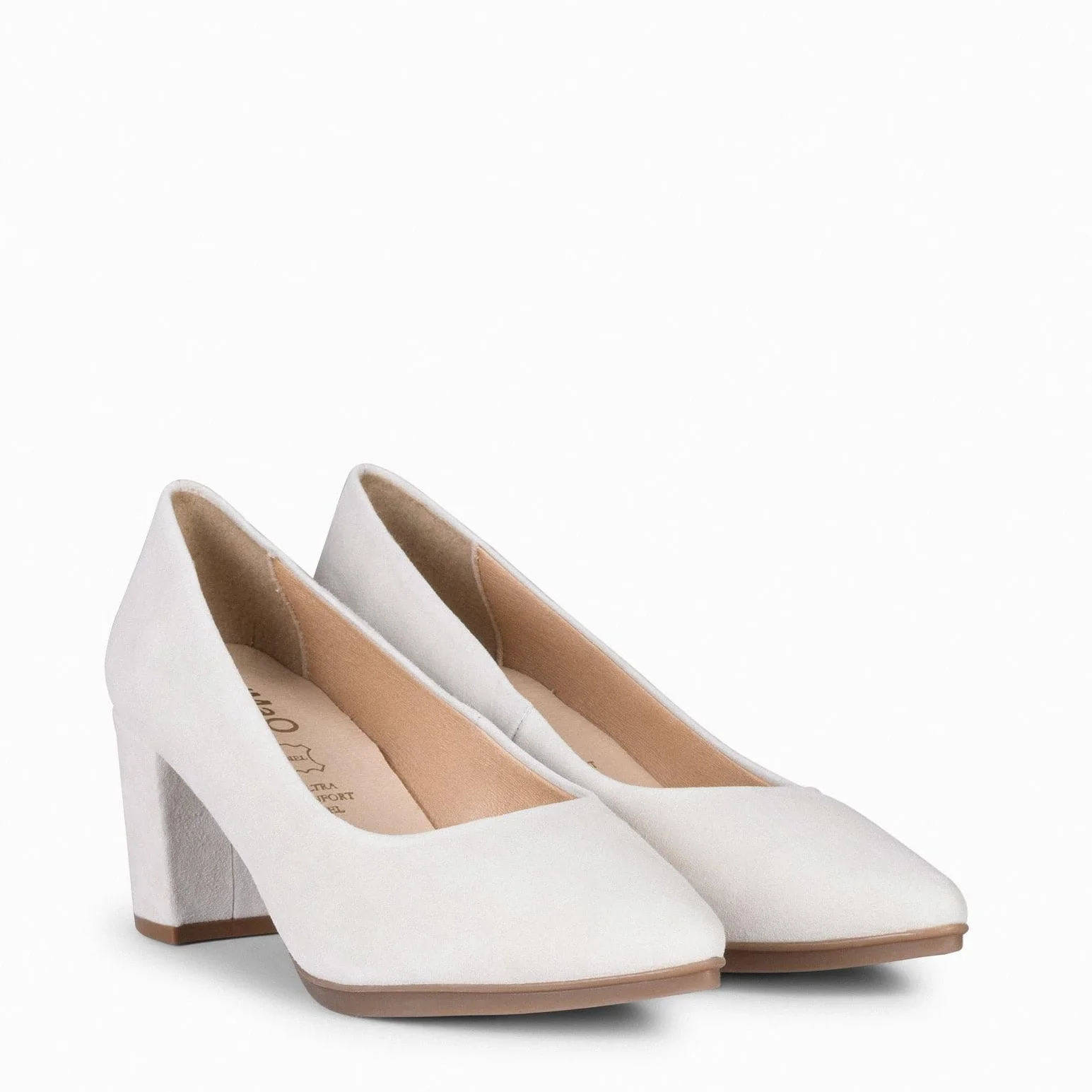 miMaO. Zapatos de Mujer tacón Ancho en Piel de Ante. Plantilla de Gel. Diseñado y Fabricado en España