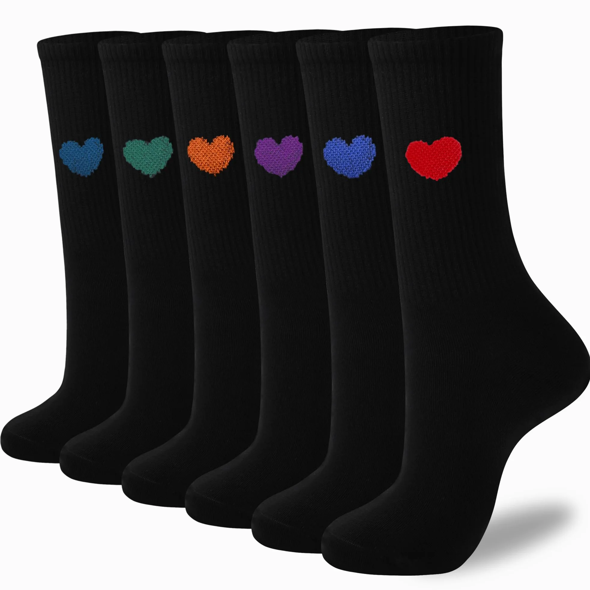 inhees Calcetines tobilleros para mujer, diseño de corazón, de algodón, informales, atléticos, para correr, 6 pares con caja de regalo