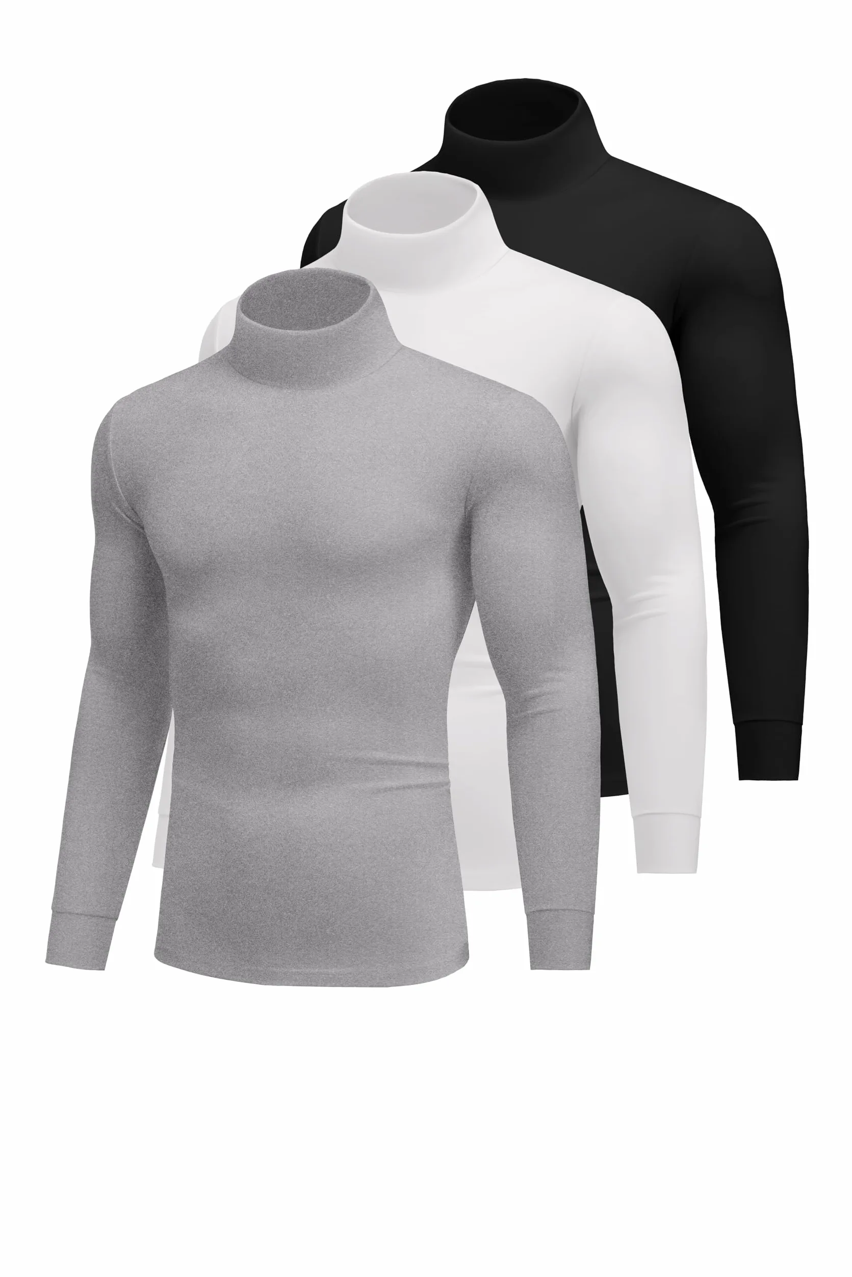 Ekouaer 3pcs Camiseta Interior térmica de Invierno para Hombre Camiseta de Manga Larga con Cuello Alto S-XXL