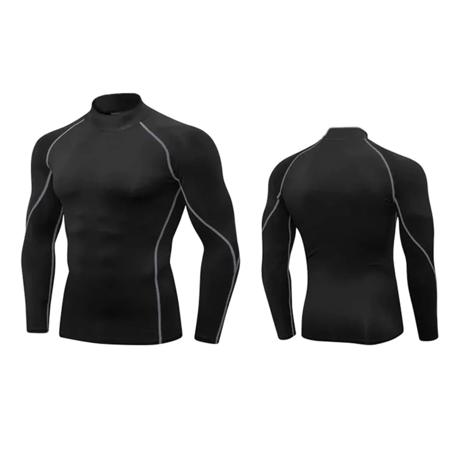 Camiseta Ajustada Deportiva de Manga Larga compresión Secado rápido con Cuello Alto for Hombre, Informal for Correr
