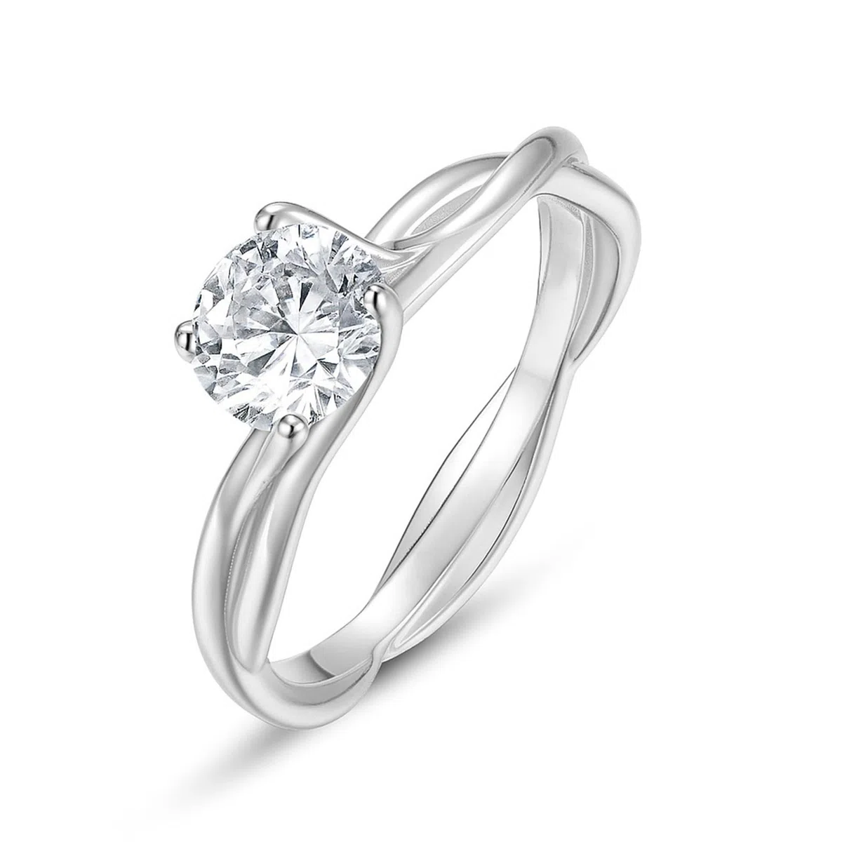 Anillo para mujer, oro auténtico, solitario, oro blanco, anillos de boda con moissanite, 1 ct