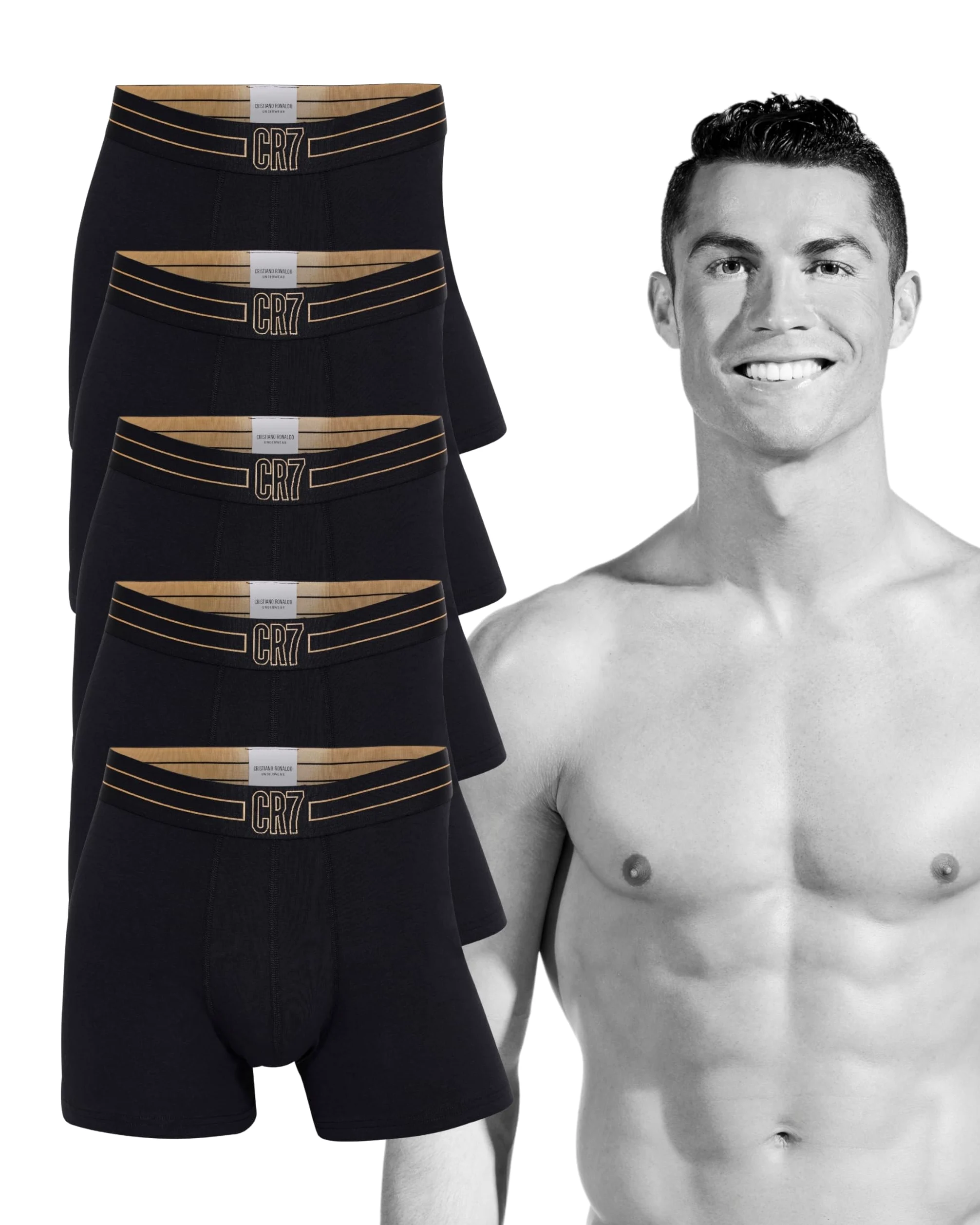 CR7 Cristiano Ronaldo Cr7 Cristiano Ronaldo Baadores Ajustados para Hombre, Paquete de 5 Boxers Hombre (Pack de 5)
