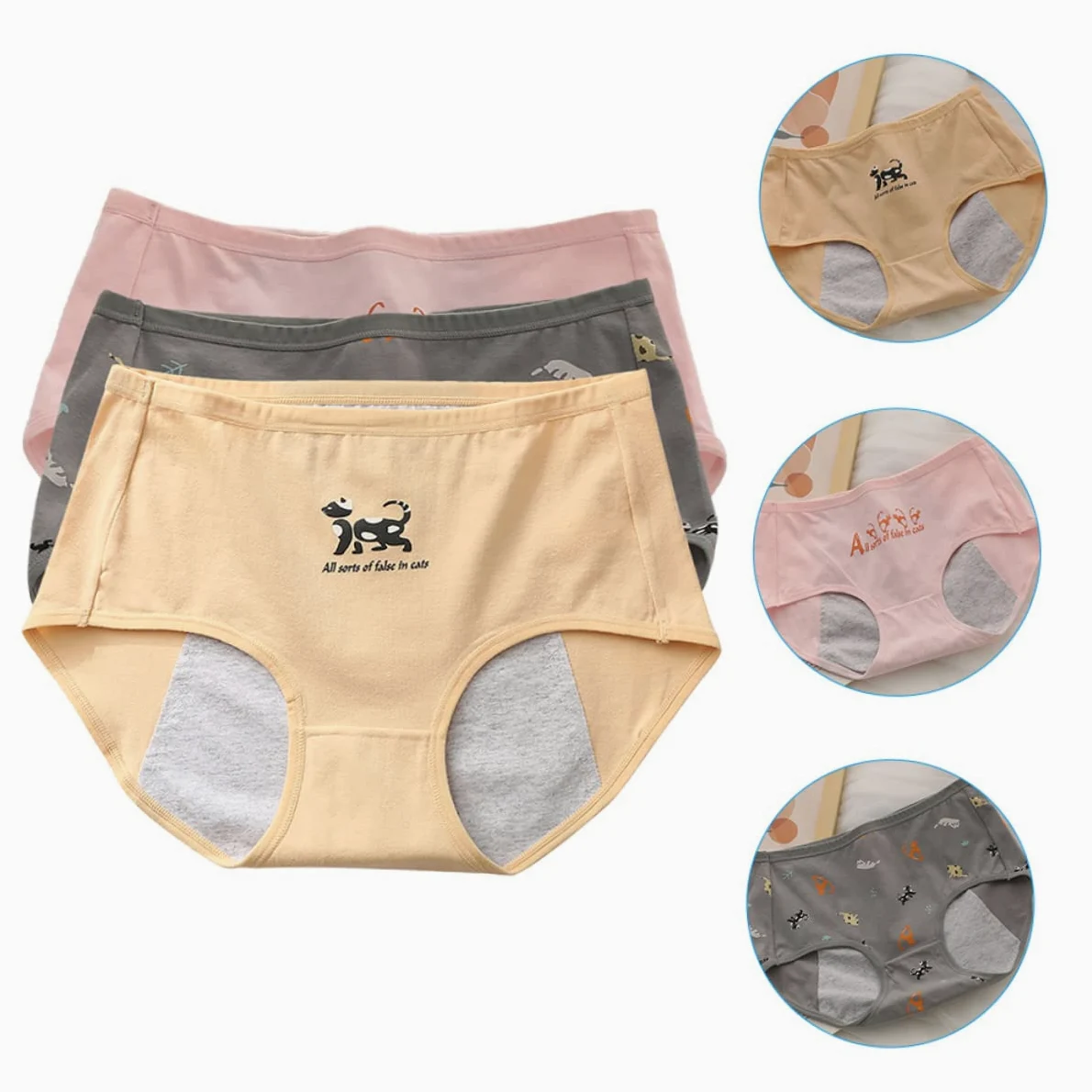 CALLARON Bragas Periodo Menstrual Pantalones para Mujer Ropa Interior De Incontinencia Resumen De Cobertura Completa Período Bragas Mujeres Bragas para Mujeres Algodón