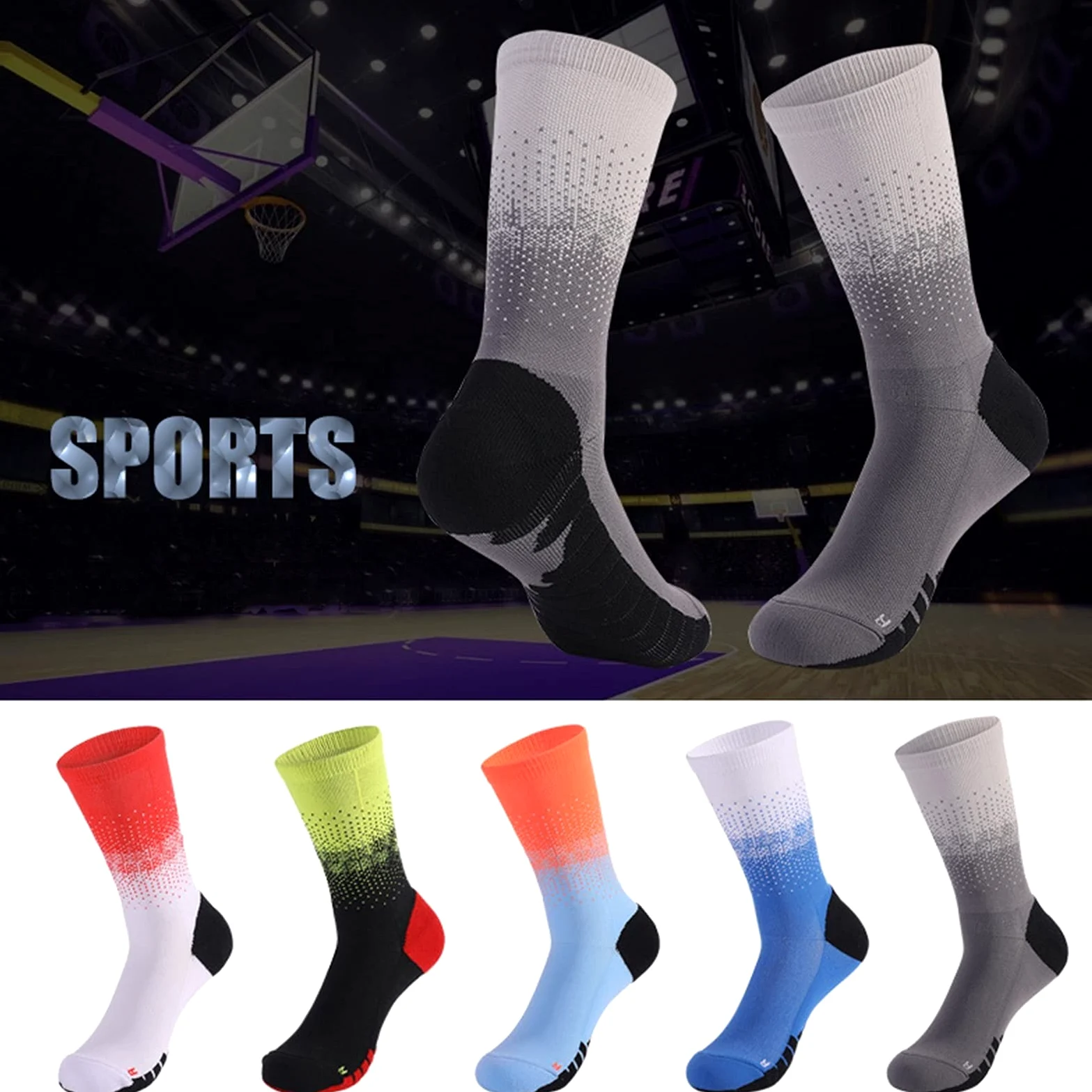 Los Hombres Espesan los Calcetines de Baloncesto de élite Ciclismo de Toalla de algodón Inferior Deportes al Aire Libre Hombres Corriendo Calcetines Senderismo