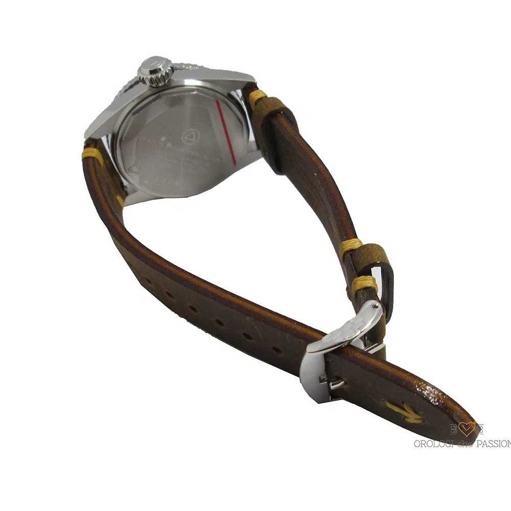 Sea Diver Diver Acero Automático Miyota Negro Cuero Marron Reloj Unisex