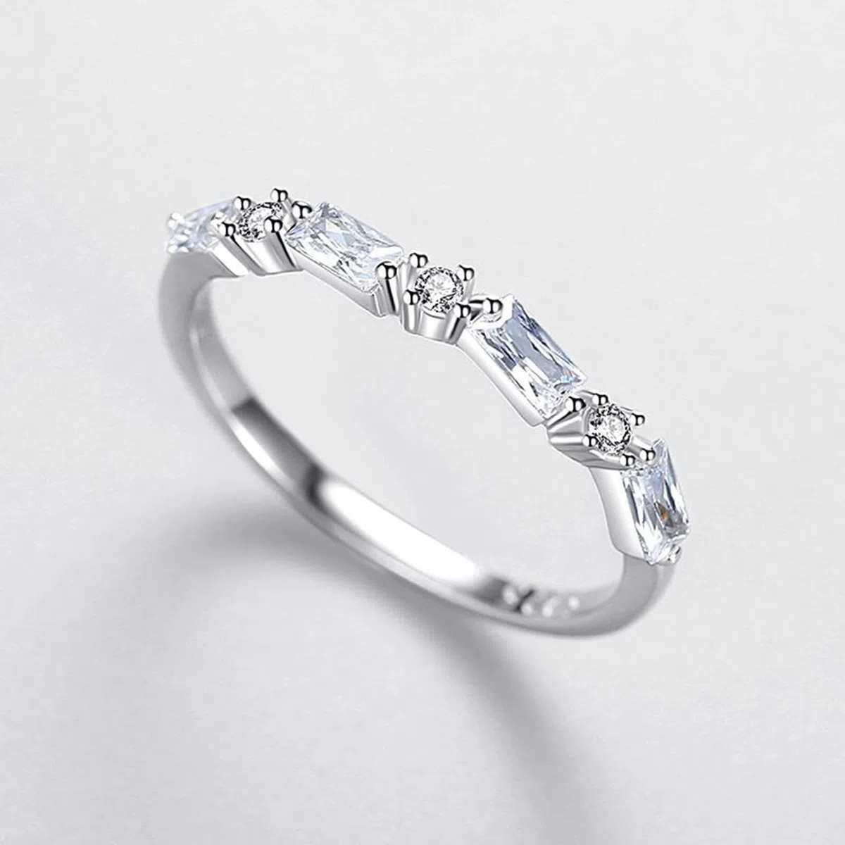 Anillo de oro para mujer, anillo de boda de oro real con diamante cultivado en laboratorio, alianzas de boda de oro blanco, media eternidad, para mujeres