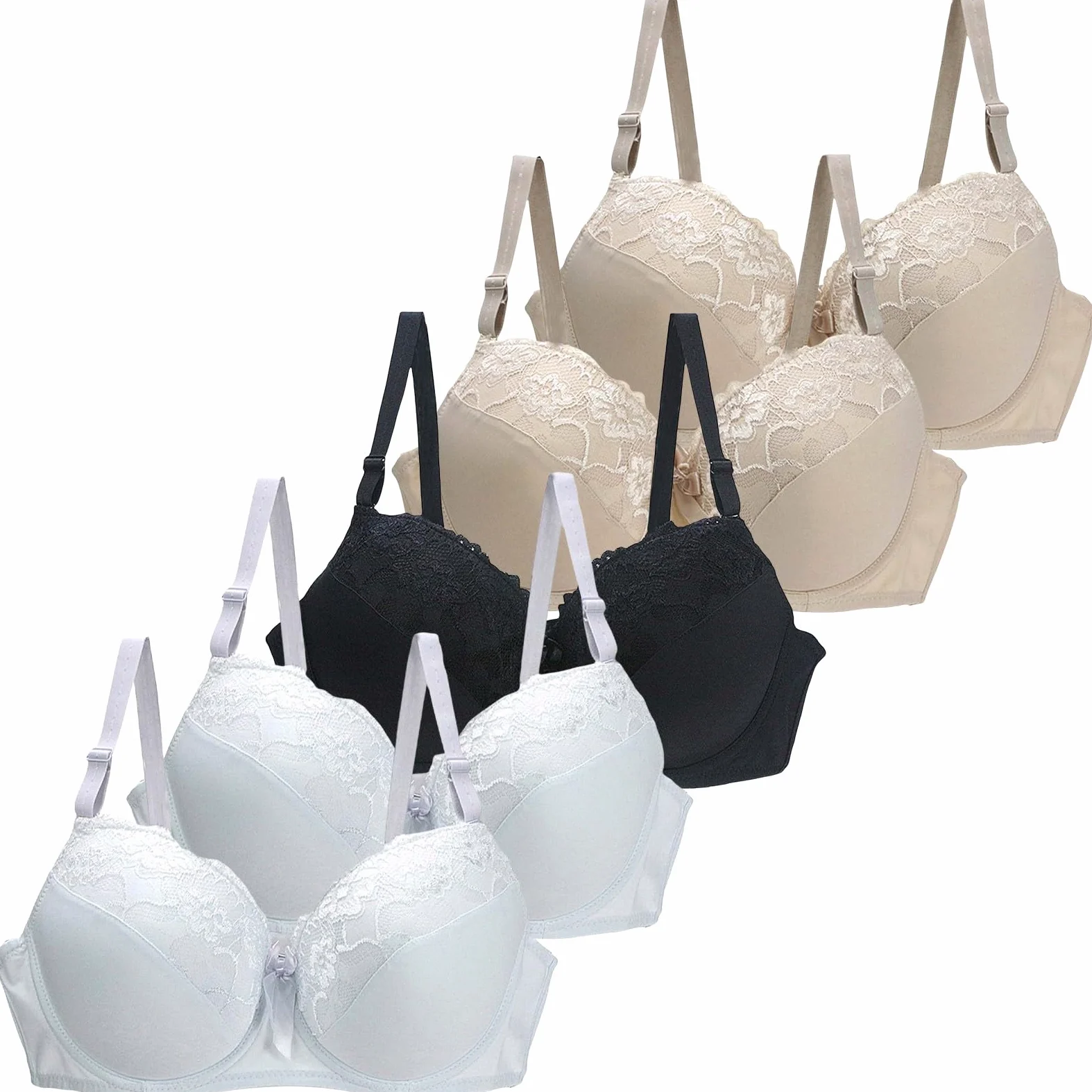 Cocila Sujetadores Reductores Sujetador De Encaje Sexy para Mujer, Copas 34/75, 36/80, 38/85, 40/90, 42/95 Y 44/100 Bcde, Lencería Talla Grande (4 Piezas) Sin Aros Comodos Dim Generous Mujer