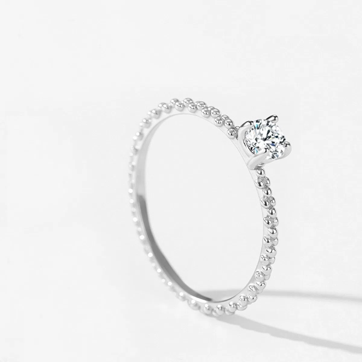 Anillo de boda de oro blanco, anillo de compromiso de oro auténtico solitario con diamante de 0,3 quilates cultivado en laboratorio