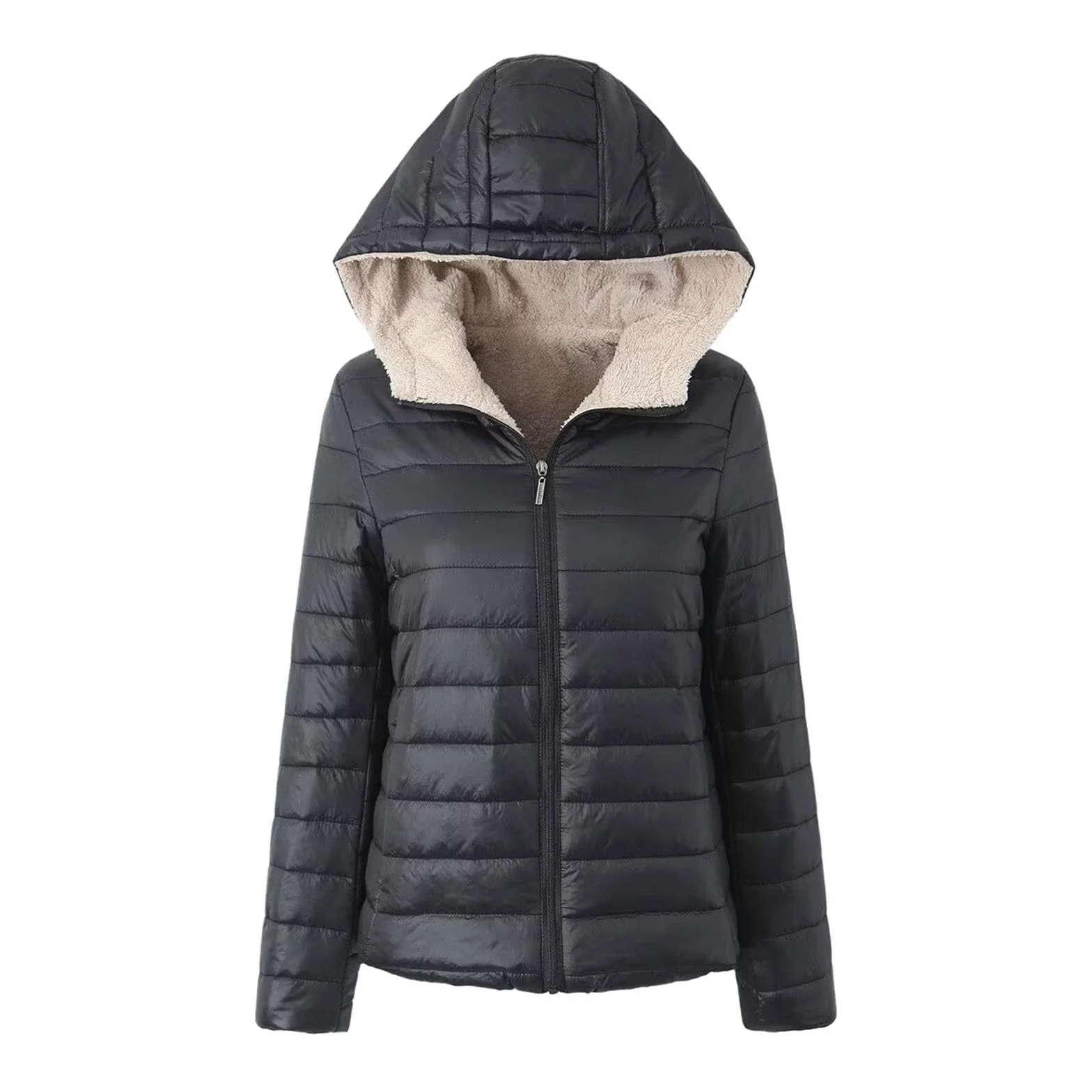 Chaqueta polar mujer capucha impermeable acolchada cremallera anorak viento senderismo parka