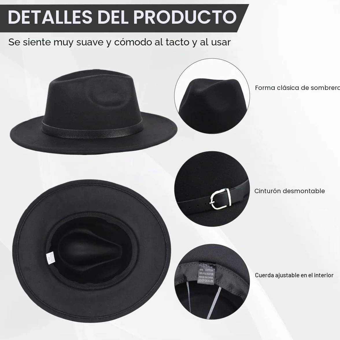 QUUPY Sombrero Fedora clásico de ala ancha con hebilla de cinturón, sombrero de Panamá de fieltro para mujeres y hombres (rojo)