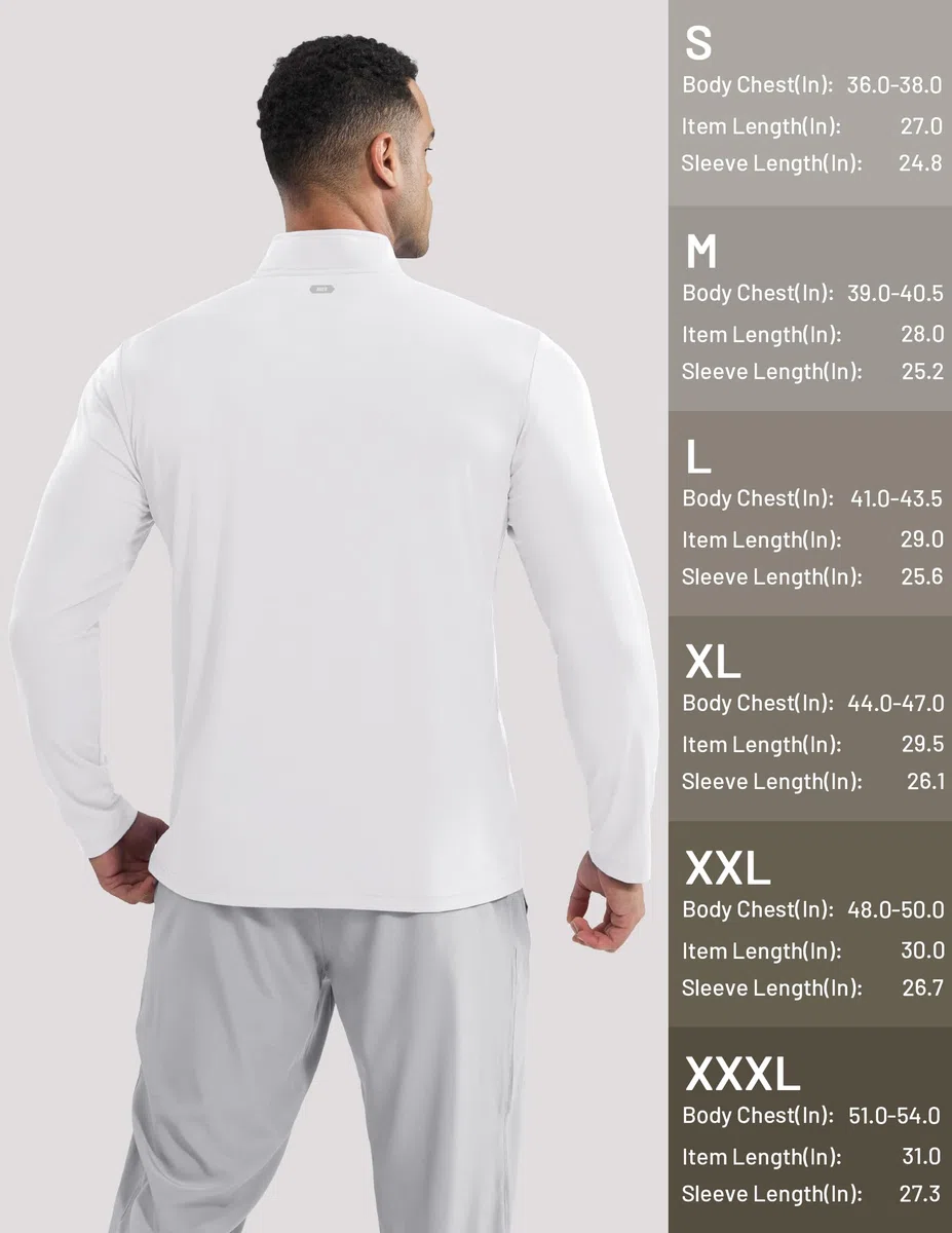 MIER Camiseta ligera de manga larga con cremallera de 1/4 para hombre, ajuste seco, para atletismo, correr, golf, senderismo, UPF 50+