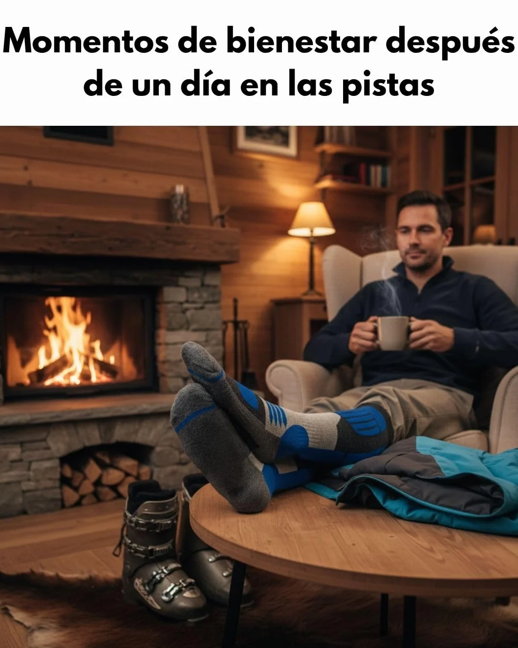sockenkauf24 2 Pares Calcetines Esquí para Hombre Lana Merino