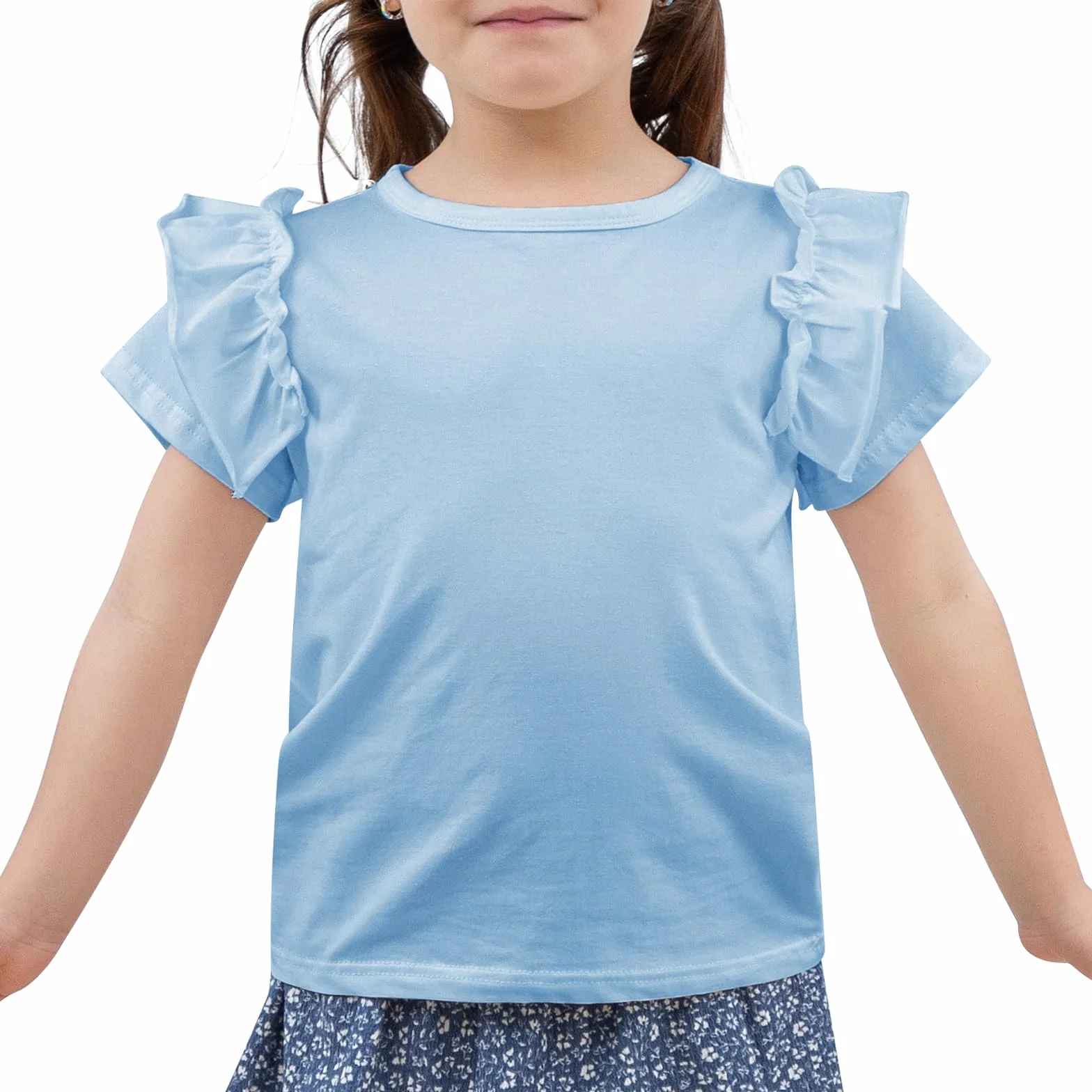 KAKU NANU Camiseta Niña Manga Corta Tops 3-10 Años Lisas Camiseta de Algodon Ropa Verano Niña Blanca Amarilla Rosa Lila Azul