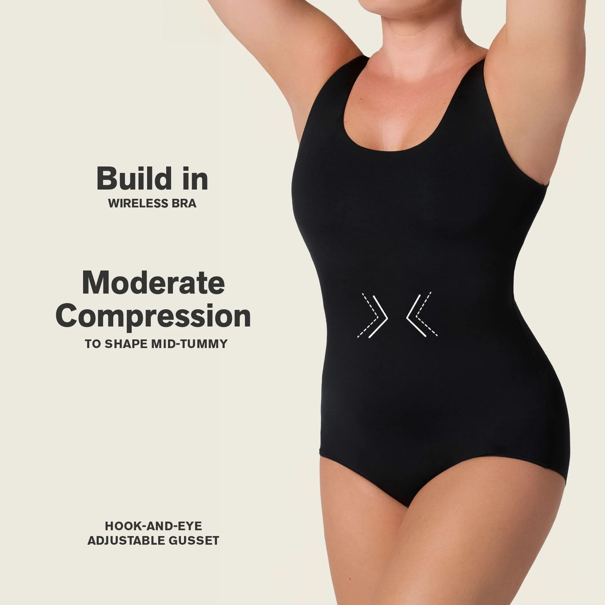 Leonisa Bare Boldly Body Moldeador Sin Mangas con Top Interno - Faja Body Reductor de Abdomen y Espalda - Shapewear Sin Mangas con Compresión Fuerte en Abdomen Medio - Uso Interior o Exterior