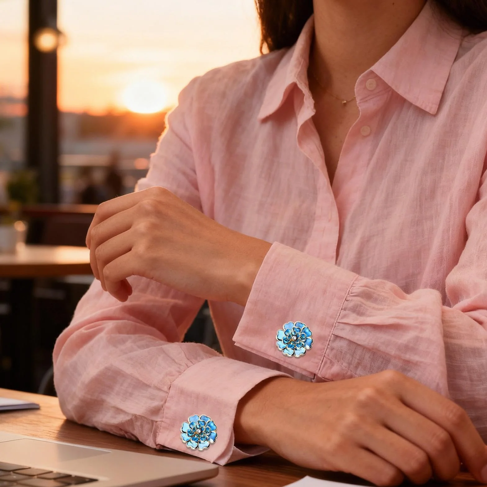 Fundas de botones de flores para mujer, camisas con diamantes de imitación, gemelos, clips decorativos, kit de costura, accesorios de vestir