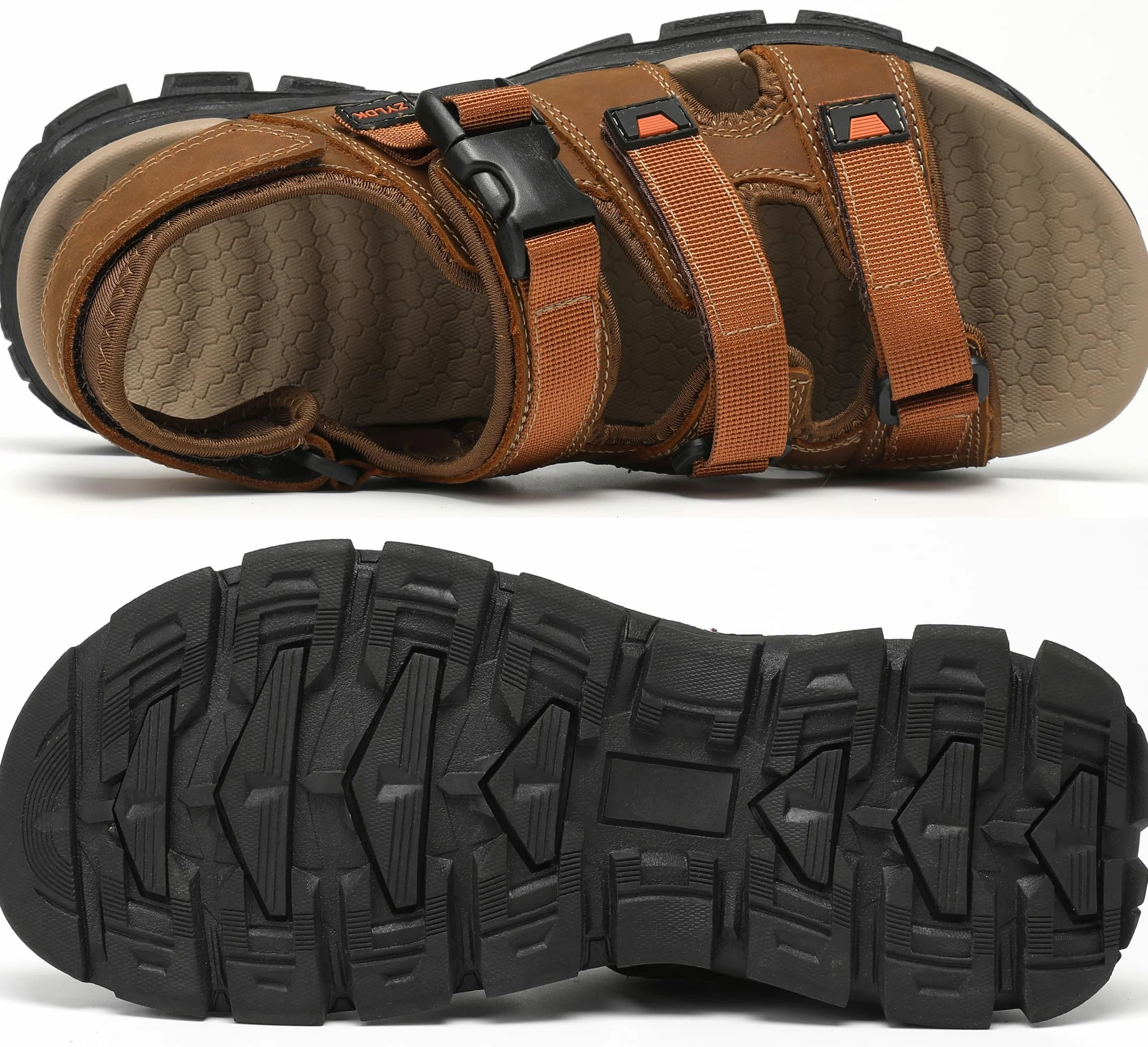Sandalias Trekking Hombres Deportivas Verano Exterior Senderismo Zapatos con Punta Abierta Cuero Sandalias de Playa