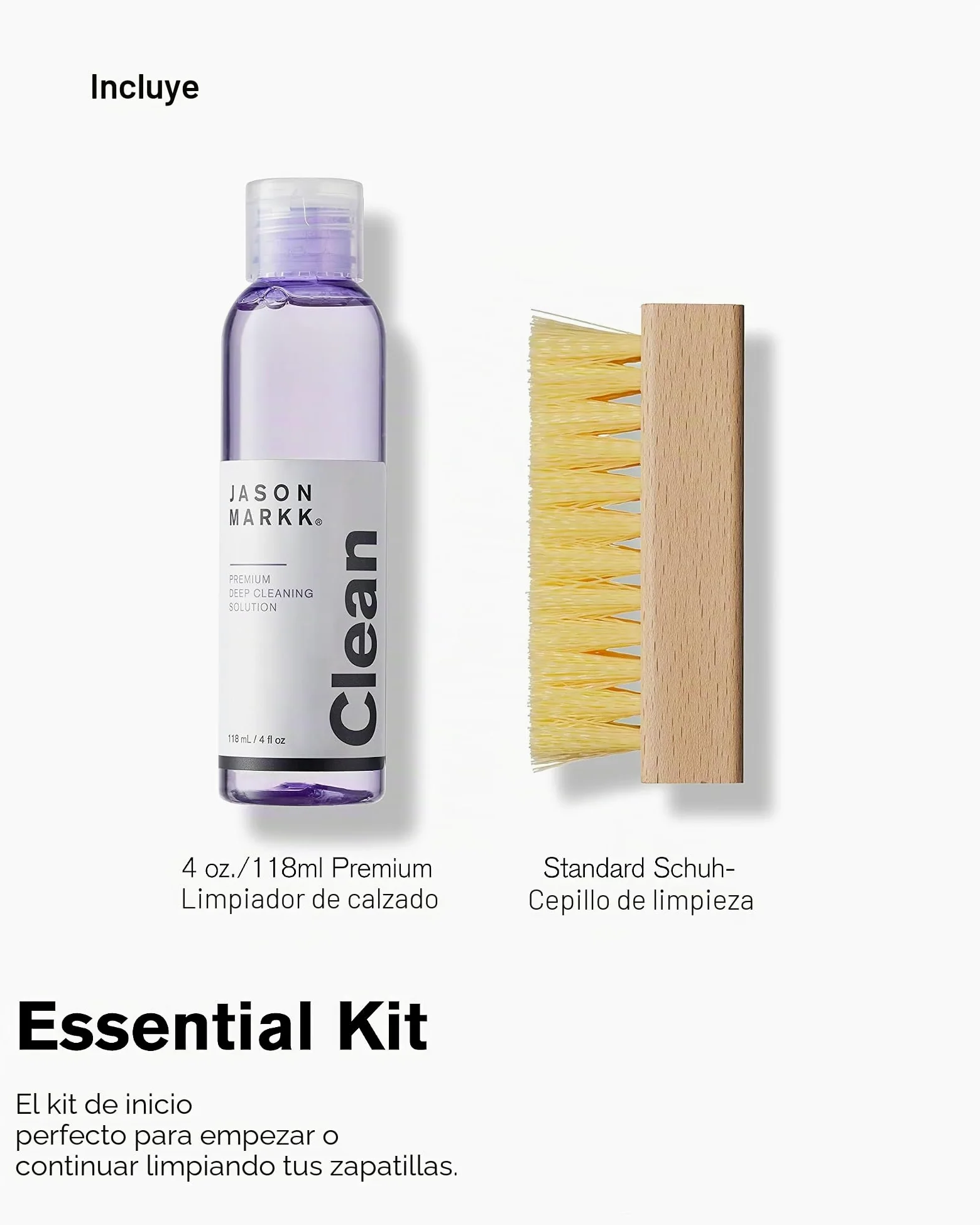 Jason Markk Pack básico de limpiador de zapatos + spray impregnante para zapatos Repel en el set – para la limpieza y cuidado de zapatos y diferentes materiales