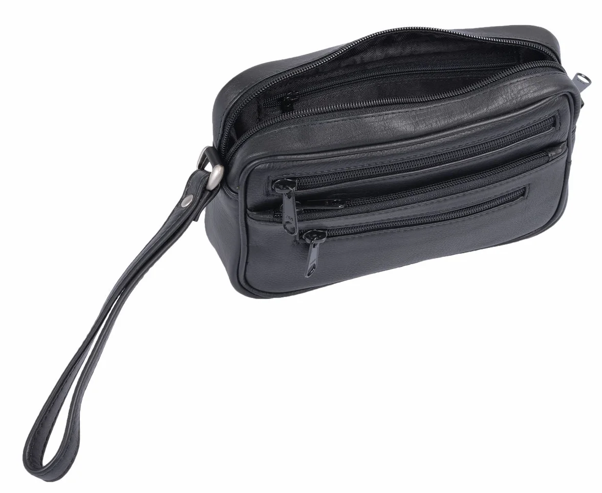 Bolso de piel para hombre de piel de vacuno (126D), color negro, talla única