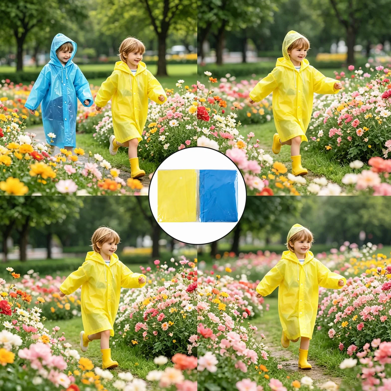 Chubasquero Niños EVA Impermeable Reutilizable 6-12 Años 1.0-1.50m Capucha