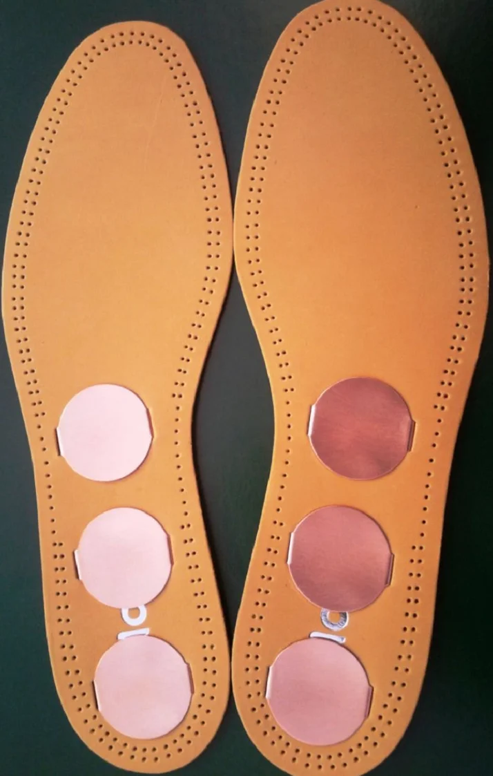 Sabona Plantillas de cuero de cobre 37, unisex, beige, terapéuticas, de longitud completa, antimicrobianas