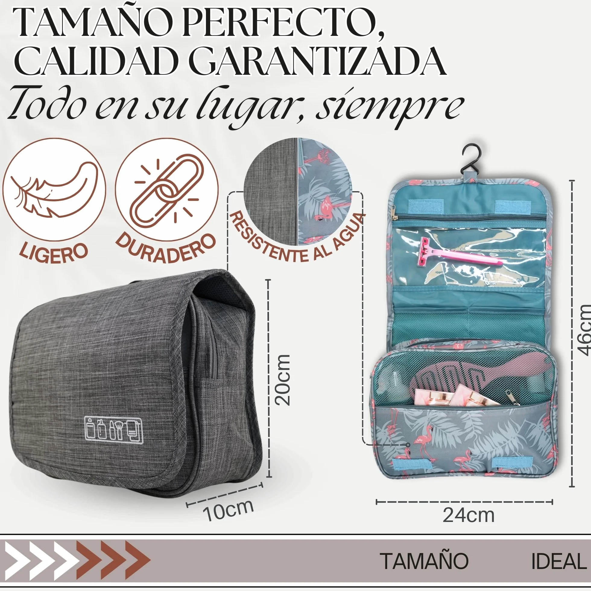Neceser Viaje Colgante Impermeable Mujer, Viene con 2 Bolsas de Almacenamiento de Regalo, Neceser Mujer, Bolso Maquillaje, Bolsa de Aseo para Viajes Compacto, Ideal como Accesorios de Viajes