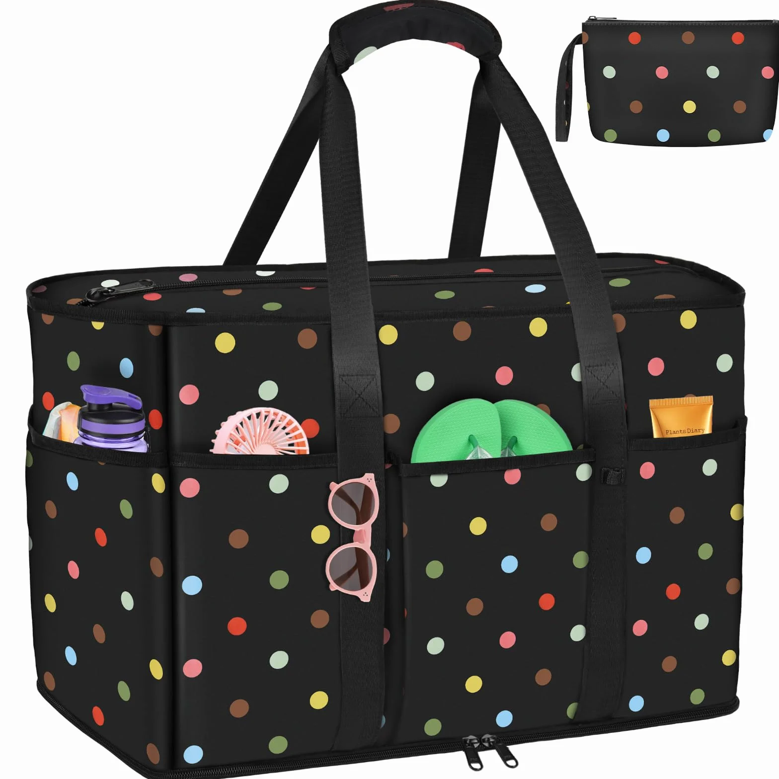 LUROON Bolsa Playa Grande XXL Familiar con Cremallera Impermeable Bolso de Playa Mujer Plegable Shopper Bolso Playa Mujer para Viaje Compras 50 * 35 * 20cm
