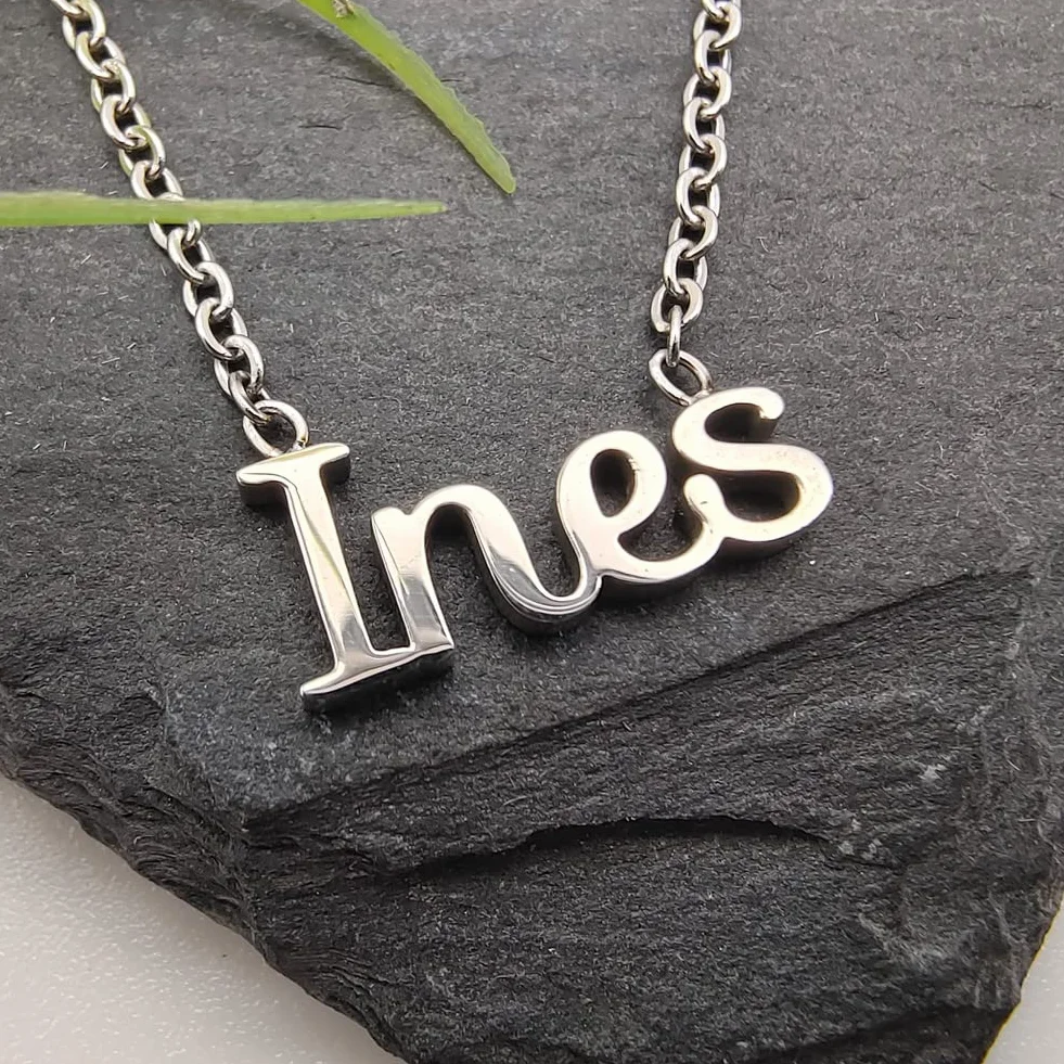 Collar Nombre Acero Plateado Dorado Regalo Personalizado Mujer