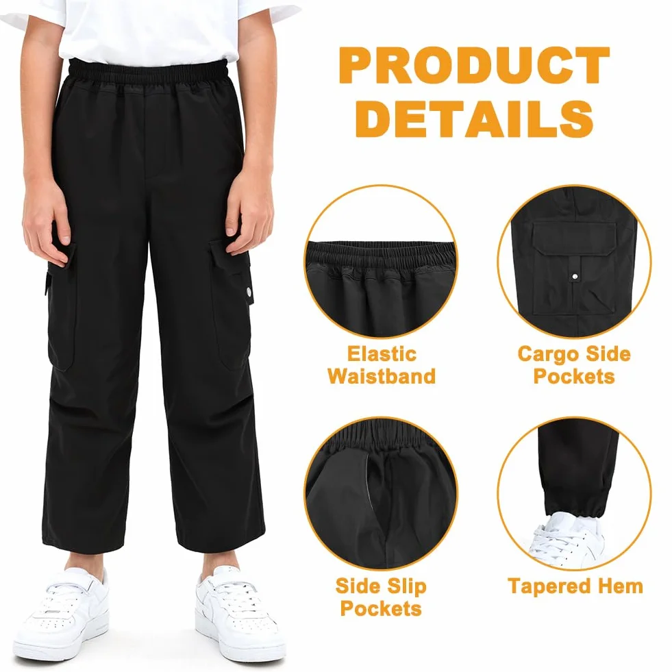 Pantalones Cargo para Niño con Cintura Elástica y Talón Ajustable, 7-15 Años