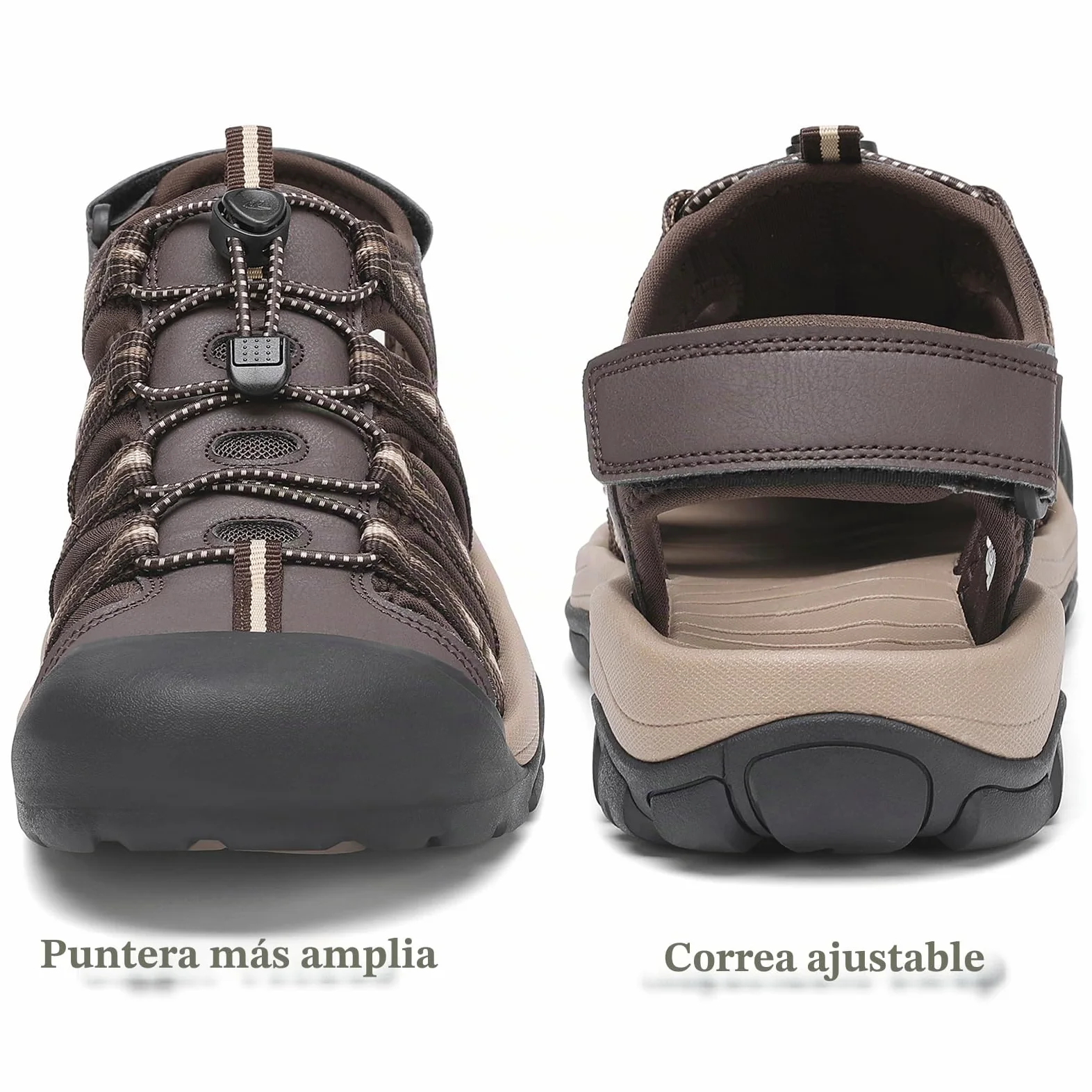 FLARUT Sandalias de Verano para Hombre Trekking Deportivas Punta Cerrada Zapatos de Senderismo Playa Correr Casual(Café Beige,41) | Punta cerrada,Suela de goma antideslizante,EVA Amortiguador,Correa tejida transpirable,Cierre autoadhesivo