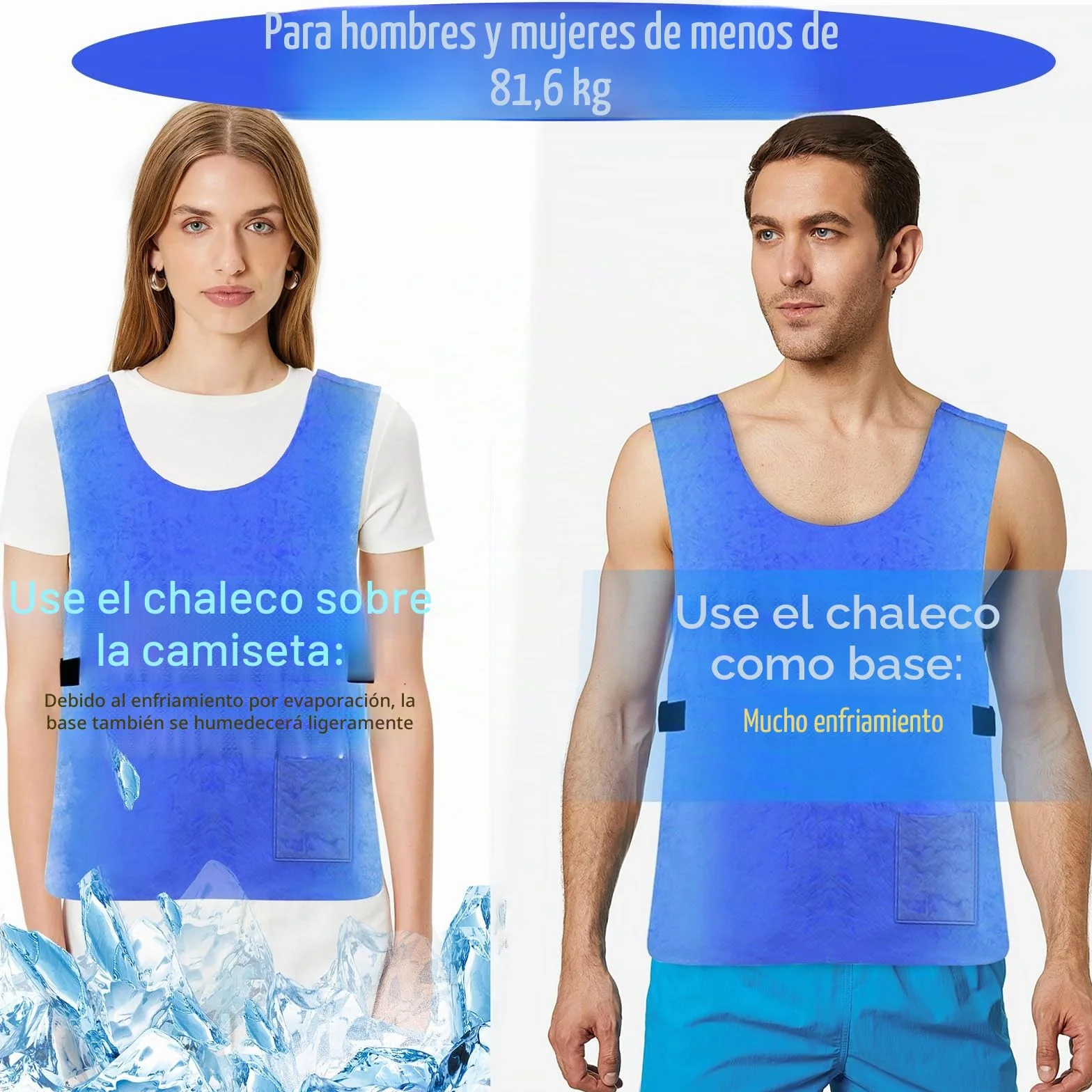 Chaleco refrigerante reutilizable para Hombres y Mujeres, chaqueta de refrigeración evaporativa de tejido PVA con ajuste ajustable para deportes al aire libre, senderismo y trabajo