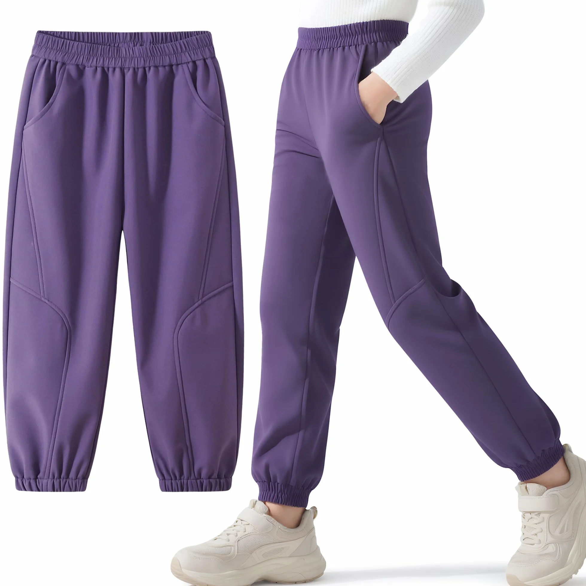 Pantalones Softshell Trekking Niños Niñas, Forrados Pantalón Senderismo Térmicos Impermeables, Resistentes al Viento Pantalones Outdoor Deportivos Otoño Invierno para Niño 6-14 Años