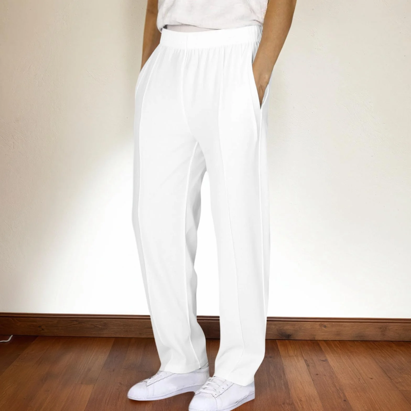 Pantalones largos para niños de color liso con cintura elástica