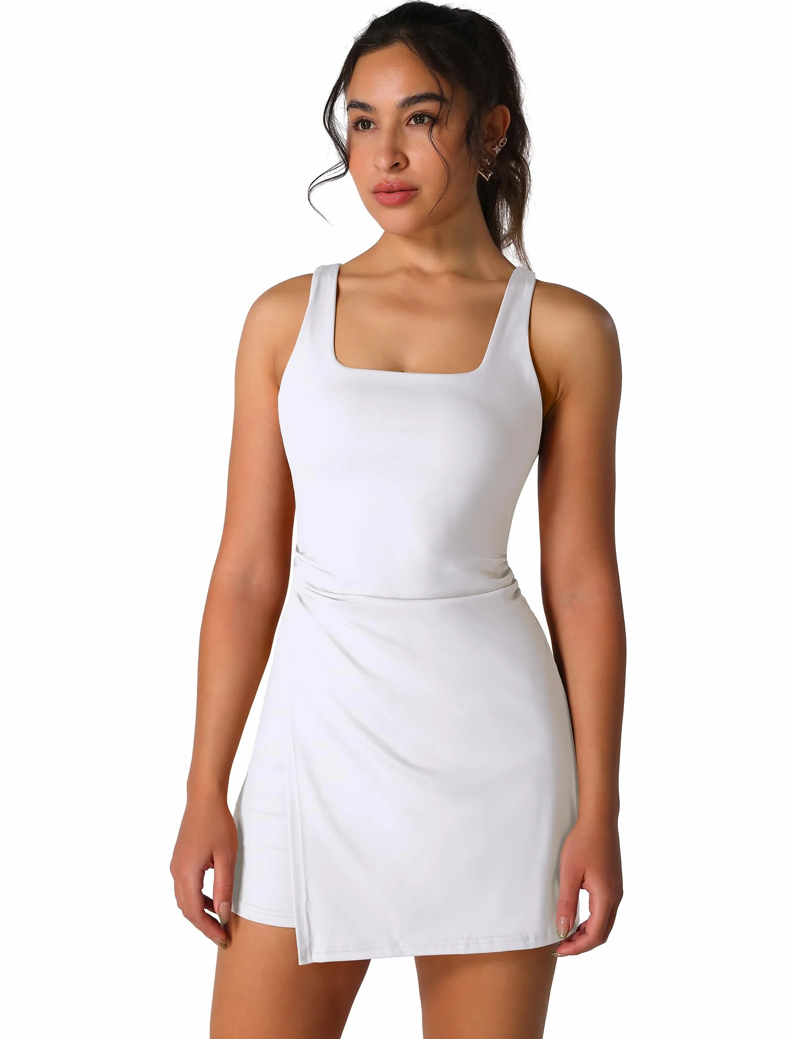 Vestido de tenis para mujer con sujetador sin mangas IDOPIP