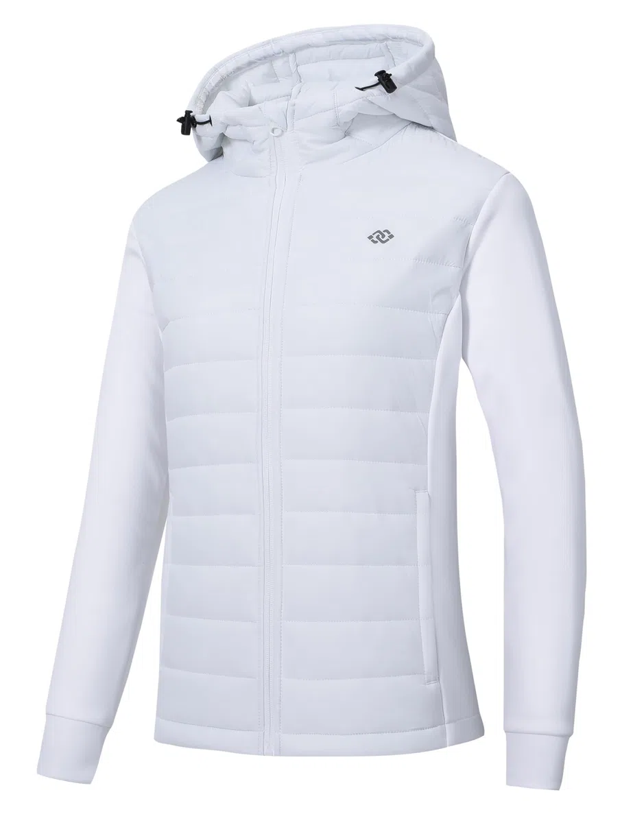 MoFiz Chaqueta Senderismo Aislante Mujer Chaqueta Híbrida Cálida para Correr Chaqueta Deportiva para Exteriores White EU L