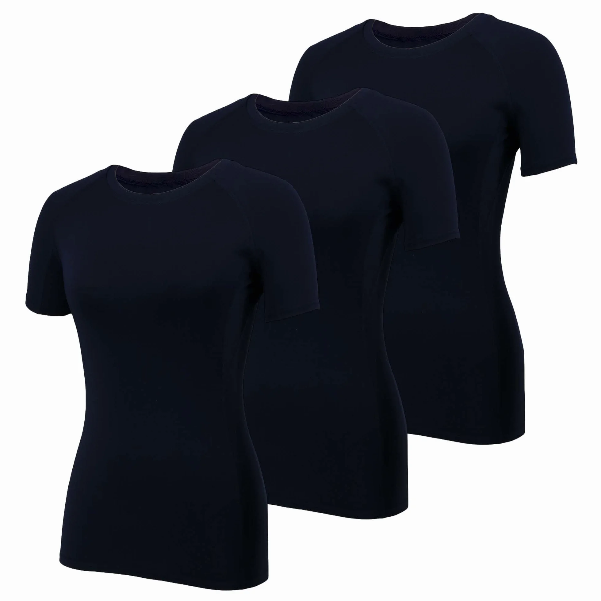 YUSHOW Camiseta deportiva de manga corta para mujer, camiseta de compresión, fitness, secado rápido, gimnasio, parte superior, cuello redondo, transpirable, verano