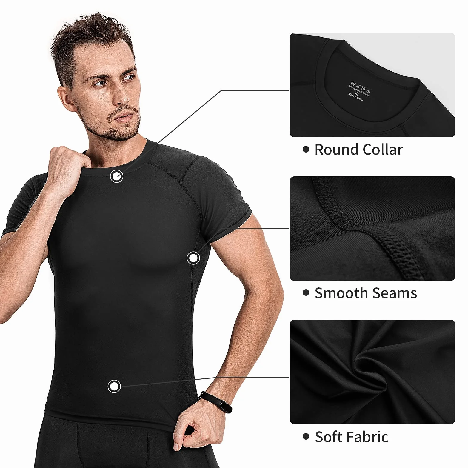 Niksa 1 paquete o 3 paquetes de camisetas de compresión para hombre, manga corta, diseño de malla, capa base de secado rápido, para gimnasio, deportes, fitness, entrenamiento, ciclismo, entrenamiento