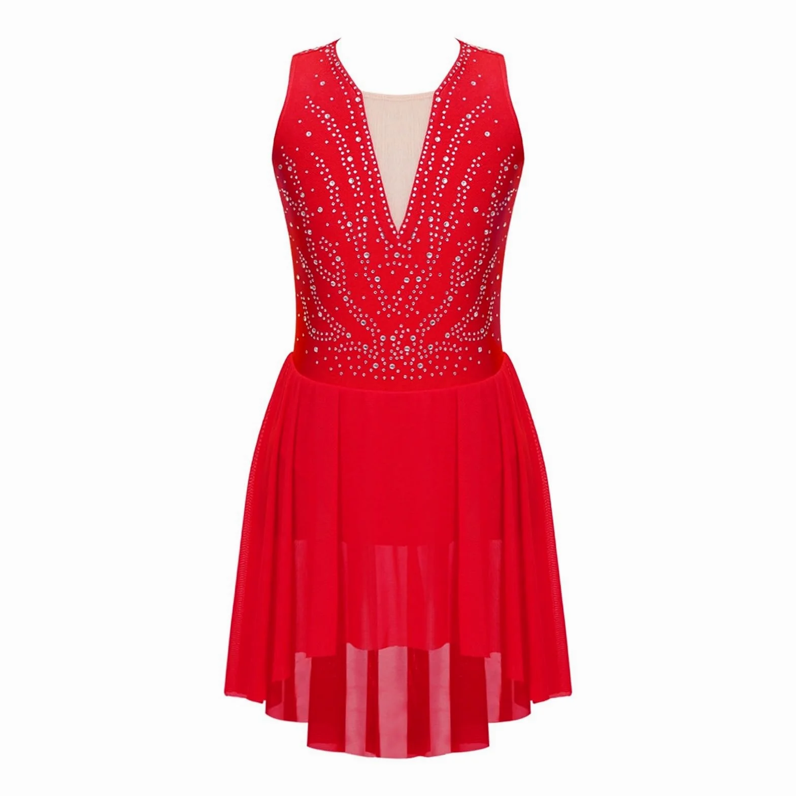 Vestido de Patinaje artístico con Diamantes imitación for niños, Traje Baile lírico, Gimnasia, Letard, Vestido Ballet, Ropa actuación