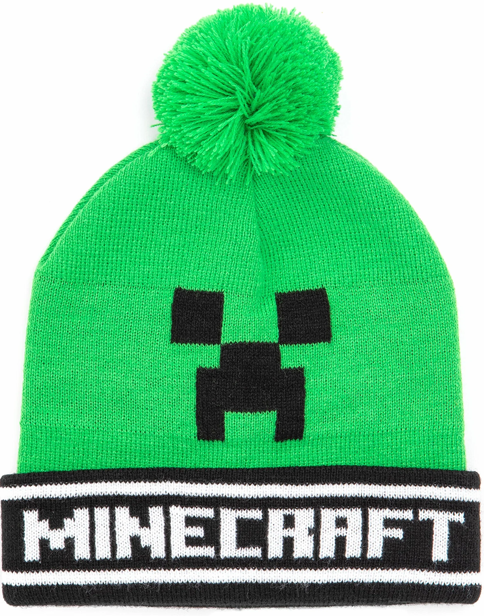 Minecraft Kids Bobble Hat Gloves Set Creeper - Gorro de punto para gamer, talla única, Negro, talla única